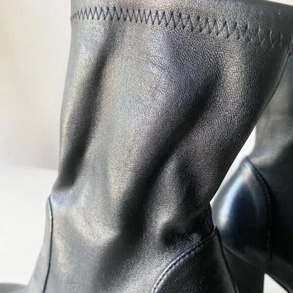 NWOT Stuart Weitzman Curveblock 100 Stretch Leather Booties Size 5 1/2 Spain - Picture 8 of 14